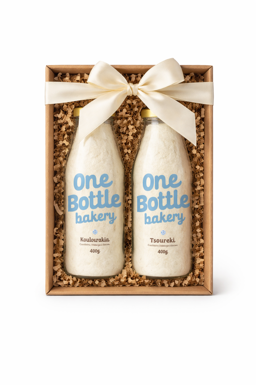 Greek Baking Gift Set – Tsoureki & Koulourakia Mix Kit | Authentic Greek Dessert Gift | One Bottle Bakery